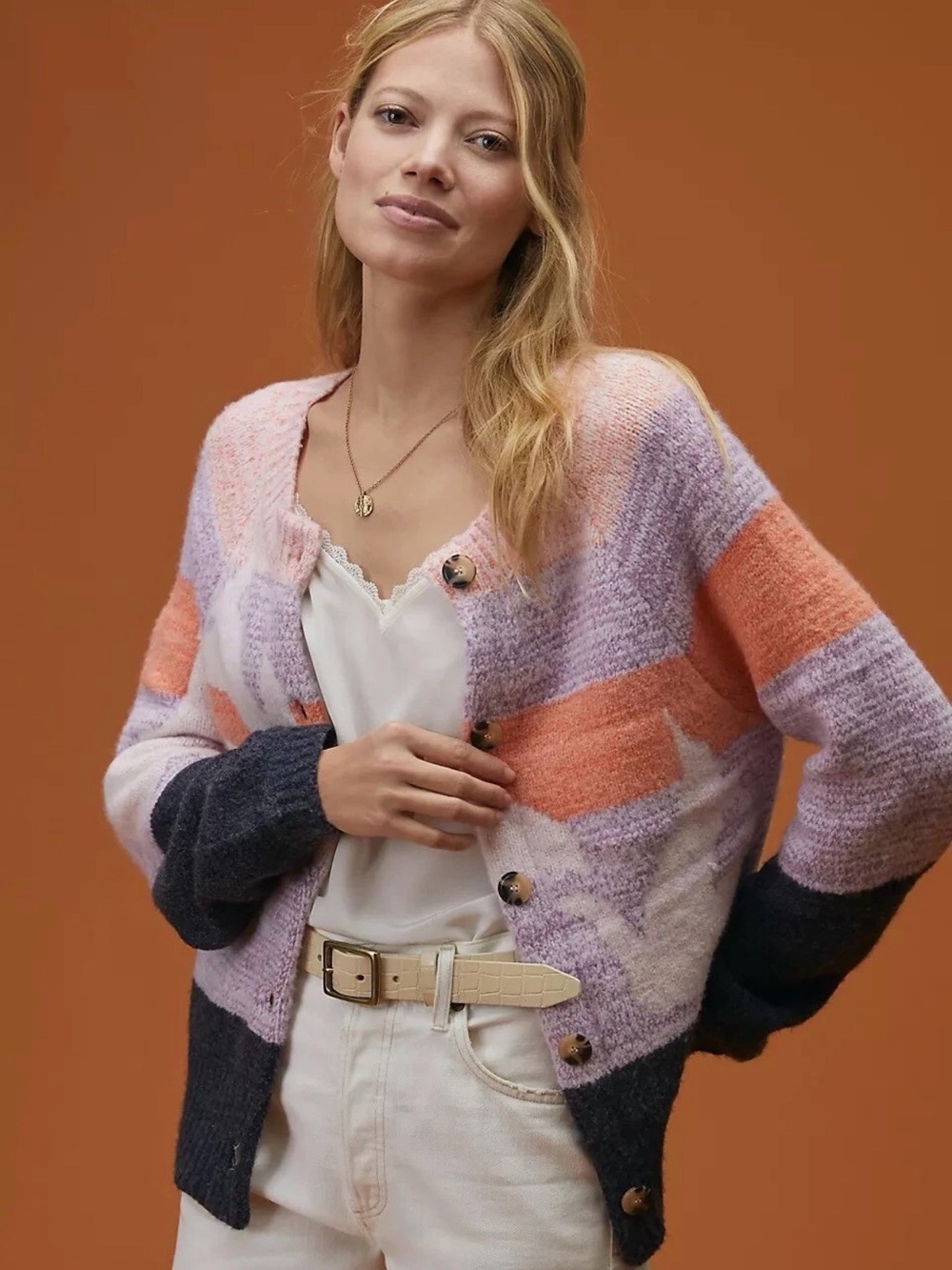 Maeve Anthropologie Birdie Cardigan Sweater Wool Blend Women's Size M Cozy